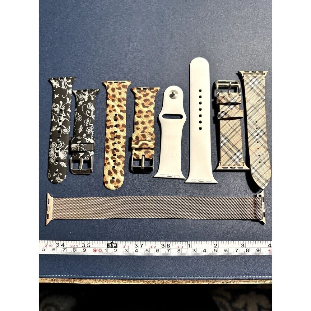 Lot of 5 Apple Watch Replacement Bands Milanese Loop Leopard Plaid Floral Cream